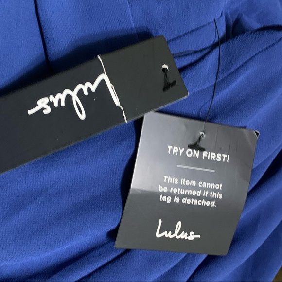 NWT M Lulu’s Navy Blue Maxi Dress Mythical Kind of Love Flowy Gown Garden Prom - Picture 12 of 16